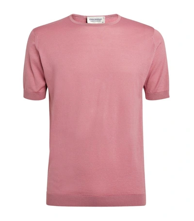 Shop John Smedley Cotton T-shirt In Pink