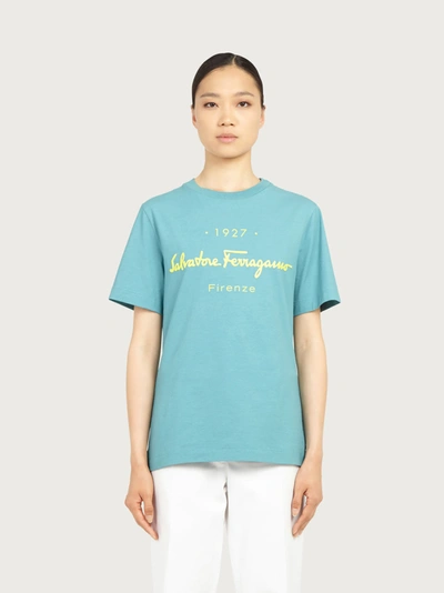 Shop Ferragamo 1927 Signature T-shirt In Blue