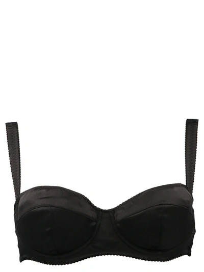 Shop Dolce & Gabbana Satin Balconette Bra In Black