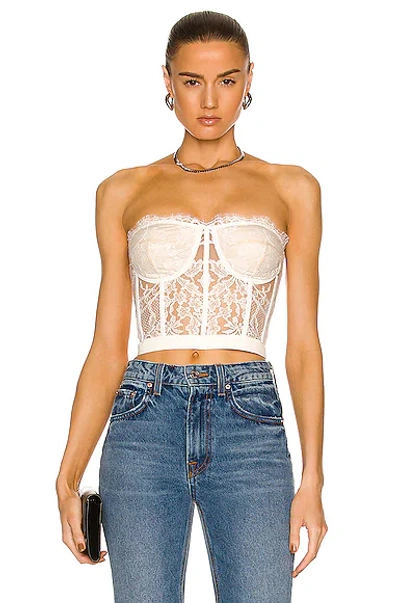 Alexander Mcqueen Floral Lace Corset Top In Ivory