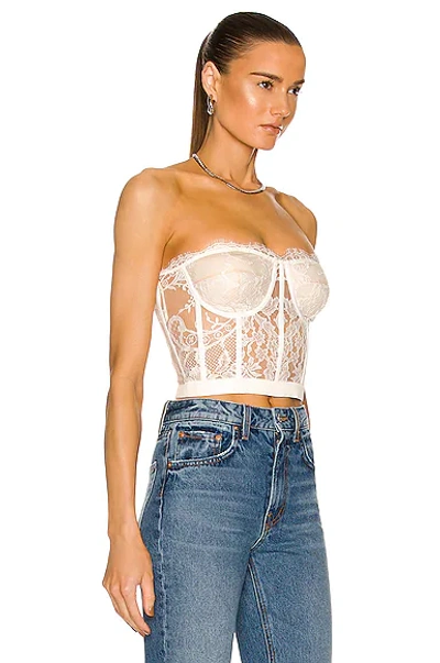 Alexander Mcqueen Floral Lace Corset Top In Ivory