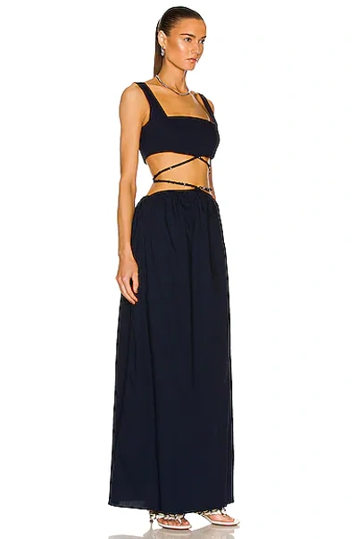 Shop Agua By Agua Bendita Peonia Maxi Dress In Navy