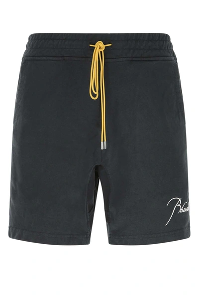 Shop Rhude Drawstring Bermuda Shorts In Black