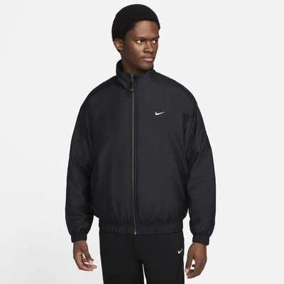 Shop Nike Solo Swoosh Satin Bomber Jacket In Black,kumquat,white