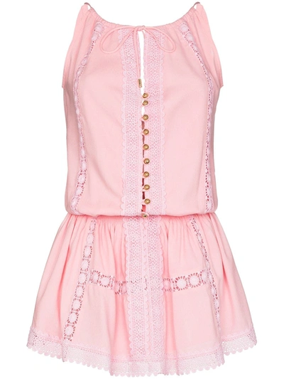 Shop Melissa Odabash Chelsea Lace-panel Minidress In Pink