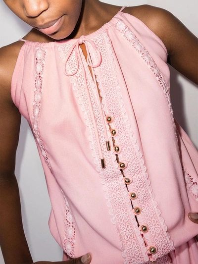 Shop Melissa Odabash Chelsea Lace-panel Minidress In Pink