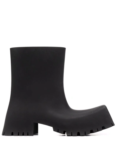 Balenciaga Low Heels Ankle Boots In Black Rubber/plasic In Black