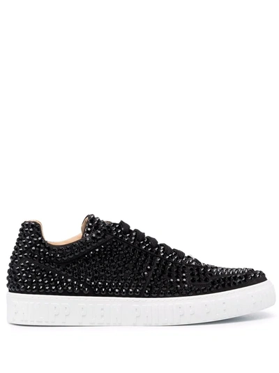 Shop Philipp Plein King Power Stud-embellished Sneakers In Black