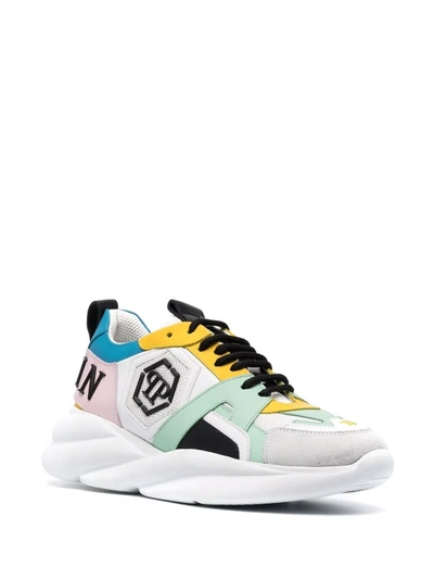 Philipp Plein Philippe Plein Hurricane Runner Sneakers In Leather And Fabric In White