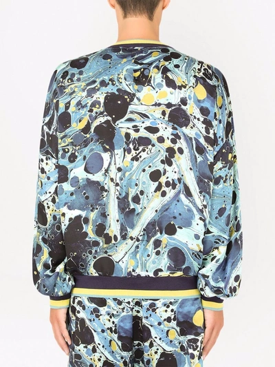 Shop Dolce & Gabbana Marble-pattern Sweatshirt In Blue