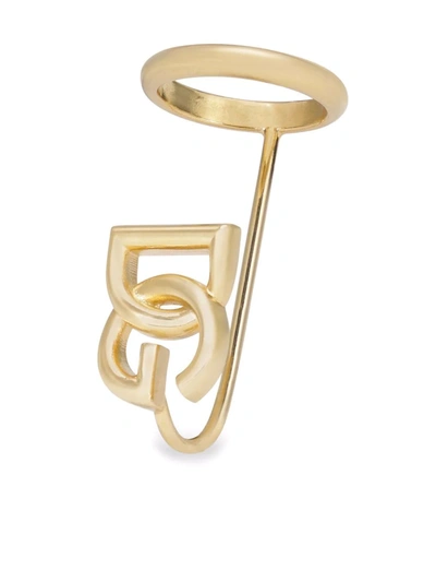 Shop Dolce & Gabbana Logo-plaque Band Ring In Gold