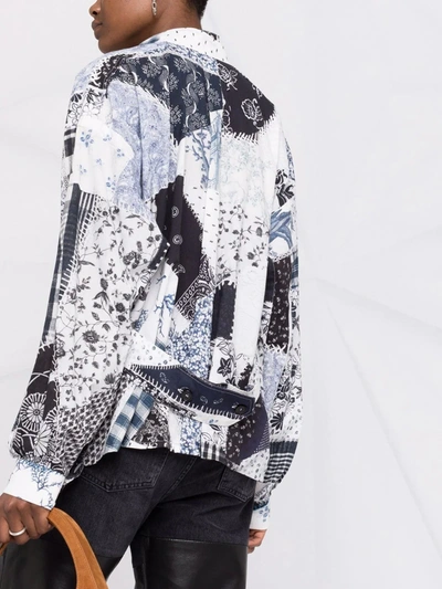 Shop Maison Margiela Patchwork Printed Shirt In Blue