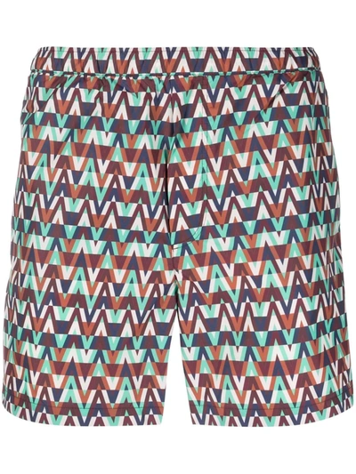 Shop Valentino Optical  Print Swimming Shorts In Brown