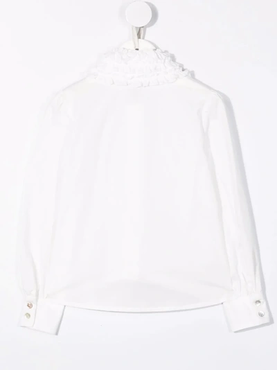 Shop Monnalisa Contrast-collar Cotton Shirt In White
