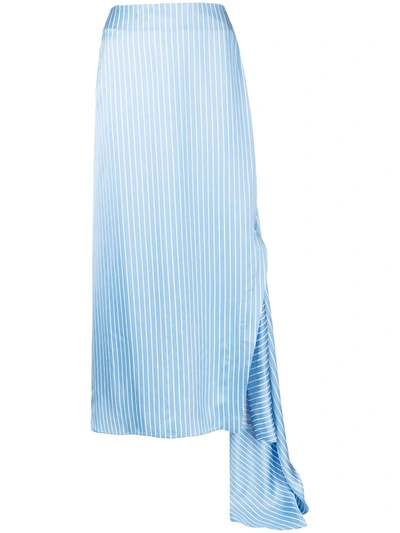 Shop Delada Stripe-print Asymmetric Skirt In Blue