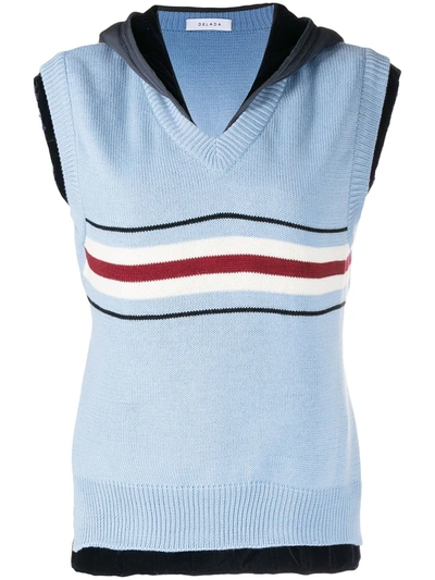 Shop Delada Striped Hybrid Vest Top In Blue