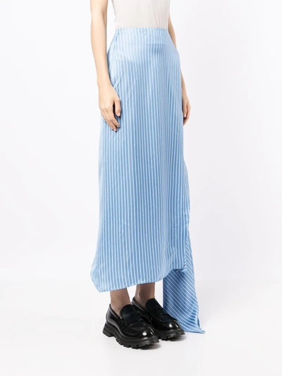 Shop Delada Stripe-print Asymmetric Skirt In Blue