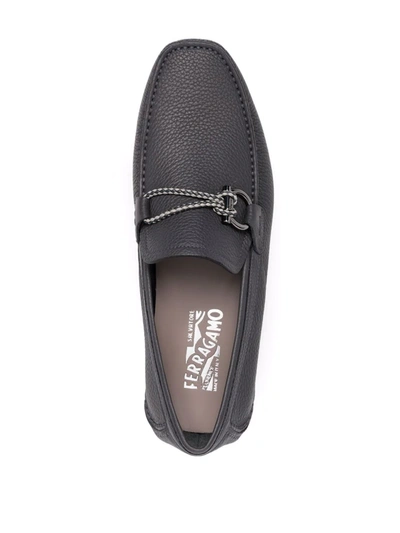 Ferragamo Gancini Pebbled Driving Shoes In Grey