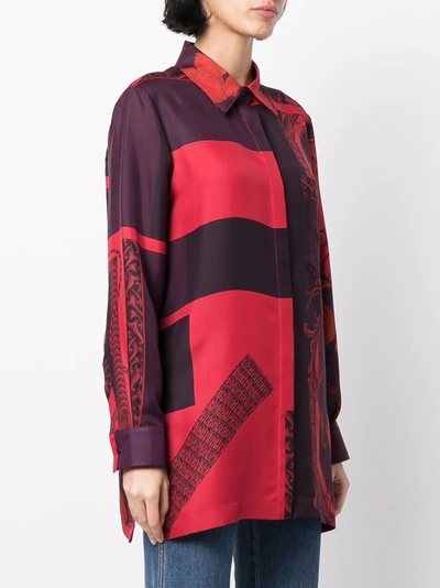 Ferragamo Baroque-print Shirt In Red