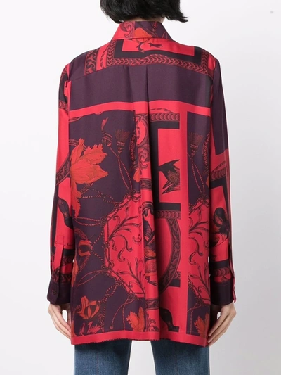 Ferragamo Baroque-print Shirt In Red