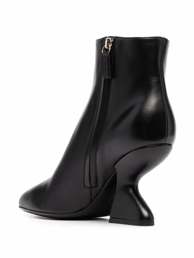 Ferragamo F-heel Sculpted Ankle Boots In Black
