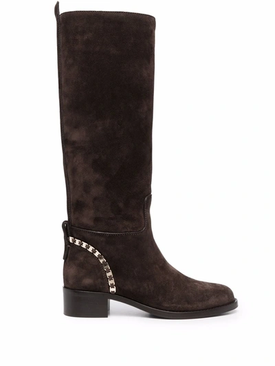 Ferragamo Tawnie Below-the-knee Boots In Brown