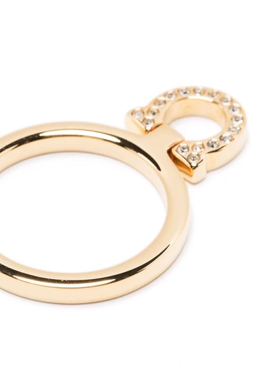 Shop Ferragamo Embellished Gancini Ring In Gold