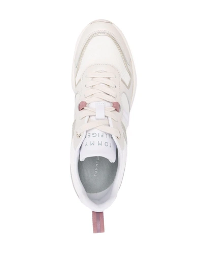 Shop Tommy Hilfiger Embroidered-logo Detail Sneakers In Neutrals