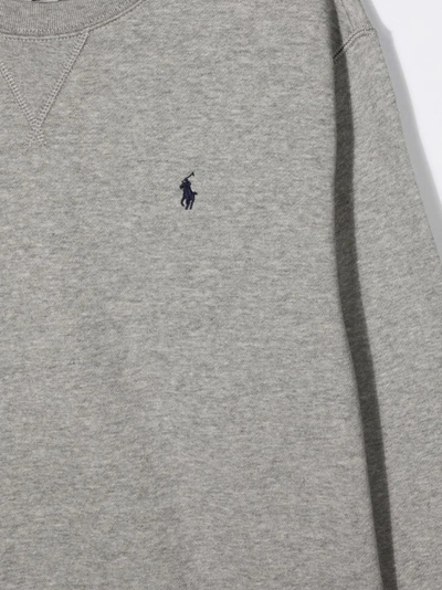 Shop Ralph Lauren Teen Embroidered-logo Sweatshirt In Grey
