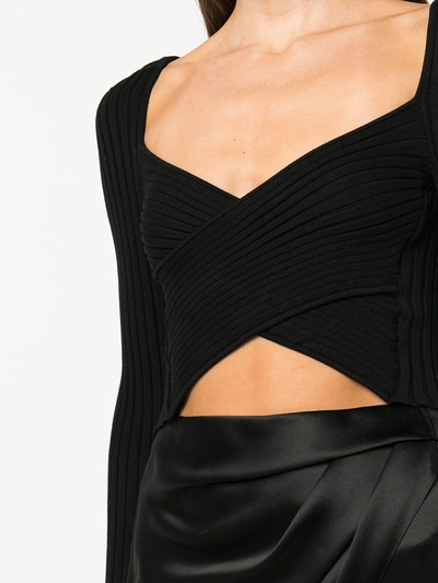 Shop Michelle Mason Wrap Design Cropped Blouse In Black