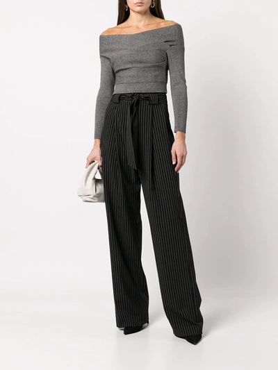 Shop Michelle Mason Off-shoulder Wrap Jumper In Grey
