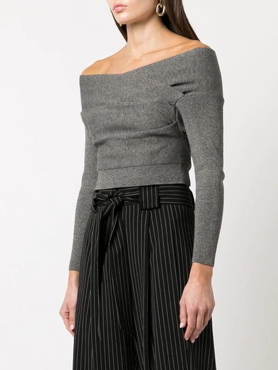 Shop Michelle Mason Off-shoulder Wrap Jumper In Grey