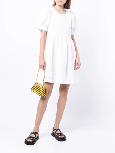 Shop B+ab Floral Jacquard Mini Dress In White