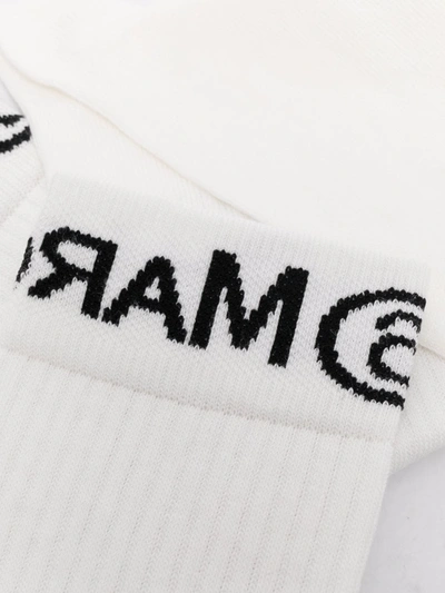 Shop Mm6 Maison Margiela Logo-trim Socks In White