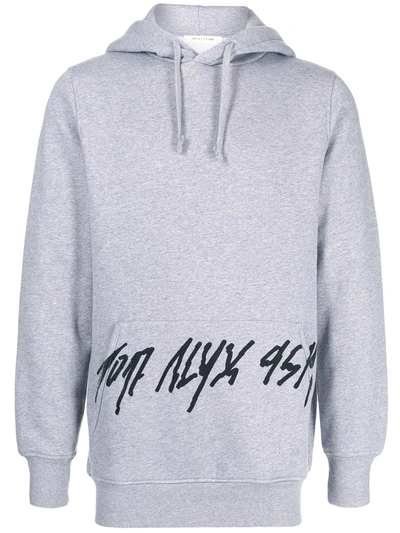 Shop Alyx Logo-print Drawstring Hoodie In Grey