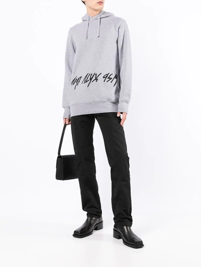 Shop Alyx Logo-print Drawstring Hoodie In Grey