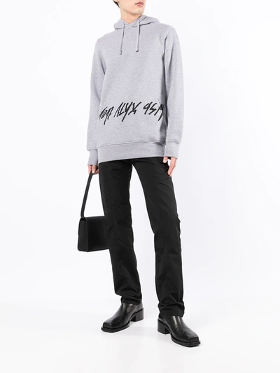 Alyx Logo-print Drawstring Hoodie In Grey