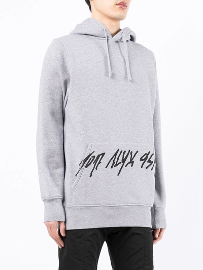 Shop Alyx Logo-print Drawstring Hoodie In Grey