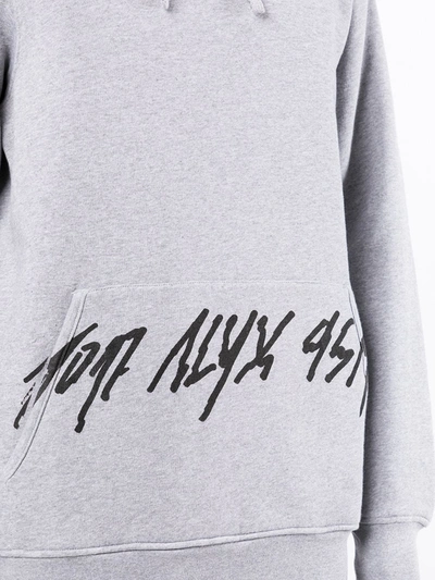 Shop Alyx Logo-print Drawstring Hoodie In Grey