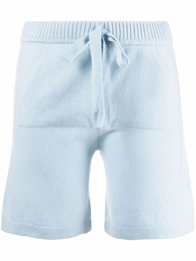 Shop P.a.r.o.s.h Cashmere-knit Drawstring Shorts In Blue