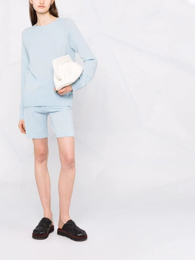 P.a.r.o.s.h Cashmere-knit Drawstring Shorts In Blue