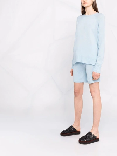 Shop P.a.r.o.s.h Cashmere-knit Drawstring Shorts In Blue