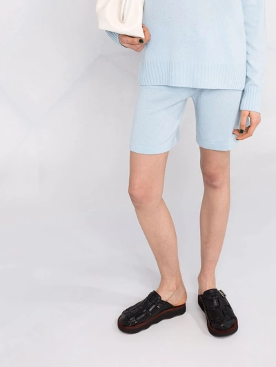 P.a.r.o.s.h Cashmere-knit Drawstring Shorts In Blue