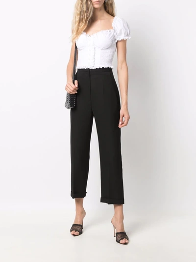 Dolce & Gabbana Ruffled Smock Cropped Cotton Top In White