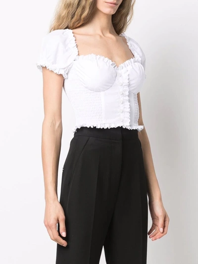 Dolce & Gabbana Ruffled Smock Cropped Cotton Top In White