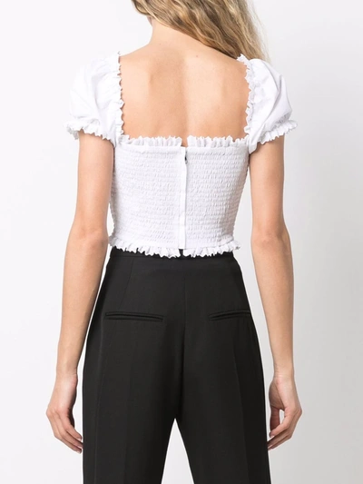 Dolce & Gabbana Ruffled Smock Cropped Cotton Top In White