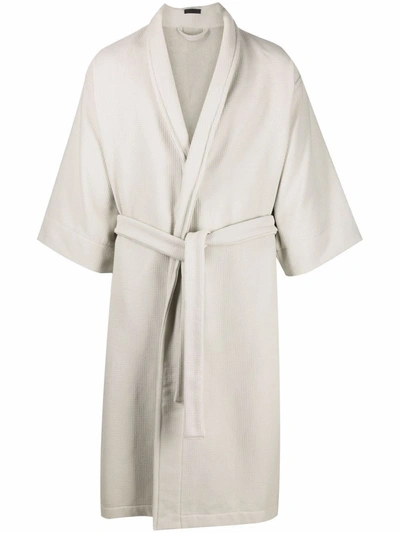 Shop Fear Of God Tied-waist Robe In Neutrals