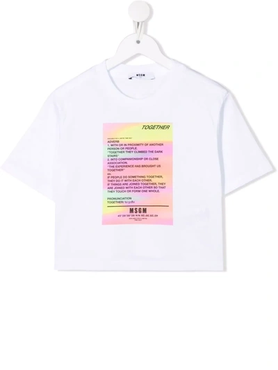 Shop Msgm Graphic-print Cropped T-shirt In White