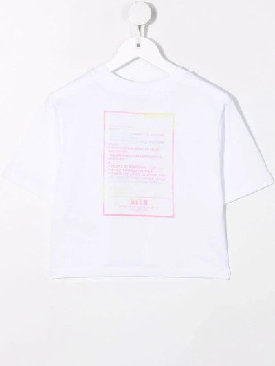 Shop Msgm Graphic-print Cropped T-shirt In White