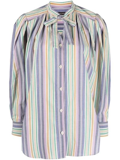 Isabel Marant Tiverna Striped Cotton Poplin Shirt In Purple